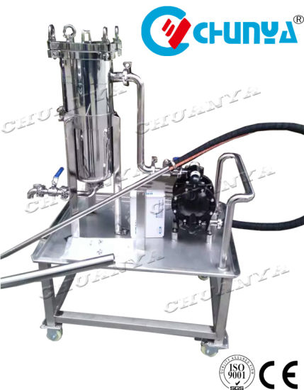 Industrial Stainless Steel Movable Bag Filter Housing with Vacuum Pump