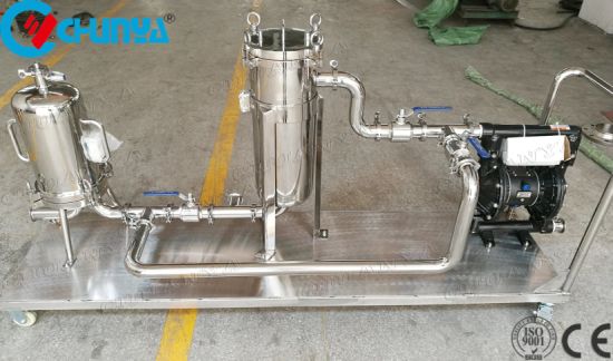 Industrial Stainless Steel Movable Bag Filter Housing with Vacuum Pump