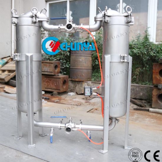 Stainless Steel Water Filtration Duplex Parallel Bag Cartridge Filter Housing Machine