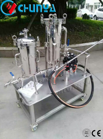 Industrial Stainless Steel Movable Bag Filter Housing with Vacuum Pump