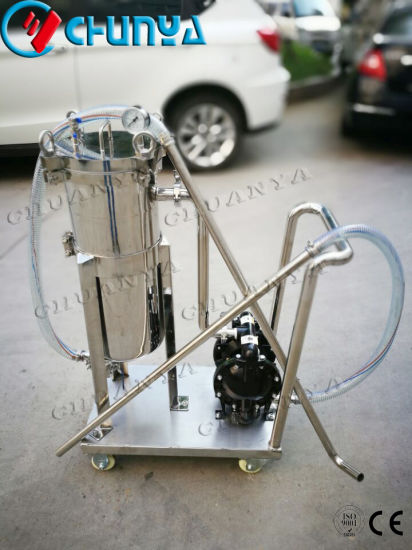 Sanitary Stainless Steel Polished Movable Bag Filter with Water Pump